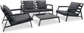 Conjunto de Sofás de Jardín de Aluminio Gris Oscuro con Cojines, 4 Piezas