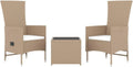 Conjunto de Muebles de Jardín 3 Piezas Acero y Ratán Sintético Beige