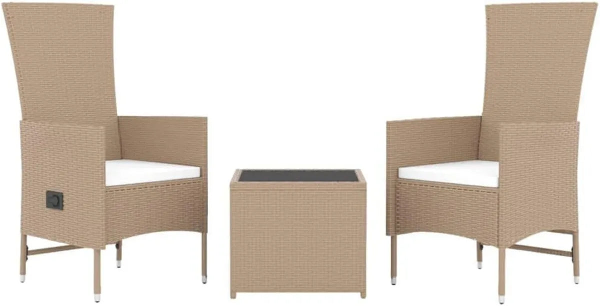 Conjunto de Muebles de Jardín 3 Piezas Acero y Ratán Sintético Beige
