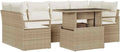 Conjunto de Sofá de Jardín 7 Piezas Beige Ratán Sintético, Mobiliario Exterior Moderno, Resistente al Clima