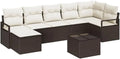 Set de Sofá Modular 8 Piezas en Ratán Sintético Marrón y Crema para Jardín