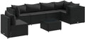 Conjunto de Muebles de Jardín 7 Piezas con Cojines de Ratán Sintético Negro