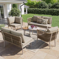Conjunto de Sofá de Jardín Modular para 6 Personas, Muebles de Exterior en Ratán con Cojines Impermeables