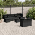 Conjunto de Sofá de Jardín de Ratán Negro con Almohadas, Muebles Exteriores para Terraza y Patio