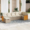 Conjunto de Sofás de Jardín Beige 7 Piezas con Almacenaje y Funda Impermeable, Muebles de Exterior para Terraza y Balcón