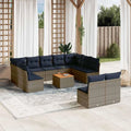 Conjunto de Sofá Modular de Jardín de Ratán Sintético Gris con Cojines para Terraza y Balcón