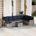Set de Muebles de Jardín de Ratán Sintético Gris con Almacenaje, Resistente al Agua, para Terraza y Balcón
