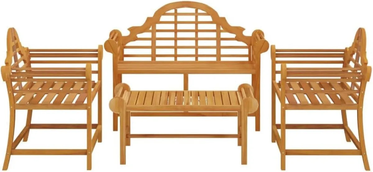 Conjunto de Muebles de Jardín de Teca Maciza de 4 Piezas de vidaXL para Exterior