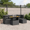 Set de Sofá de Jardín Modular de 6 Piezas con Cojines Negros de Ratán Sintético