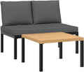 Conjunto de Sofás de Jardín de Aluminio Negro con Cojines, 2 Piezas