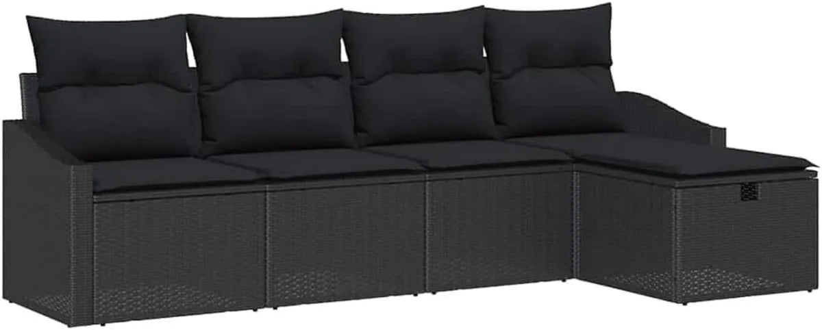 Conjunto Modular de Sofás de Ratán Sintético para Exterior, Resistente al Clima
