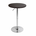 Mesa alta redonda de madera y metal cromado 60 cm Marrón