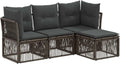 Conjunto de Sofás para Jardín 4 Piezas en Ratán Sintético Gris, Asiento Exterior Moderno y Modular