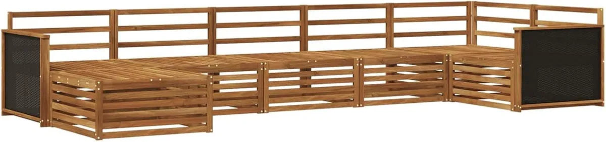 Conjunto de Sofás de Jardín 7 Piezas Natural, Muebles Exteriores Modernos, Sofá Seccional, Resistente al Clima, Conjunto de Terraza Cómodo
