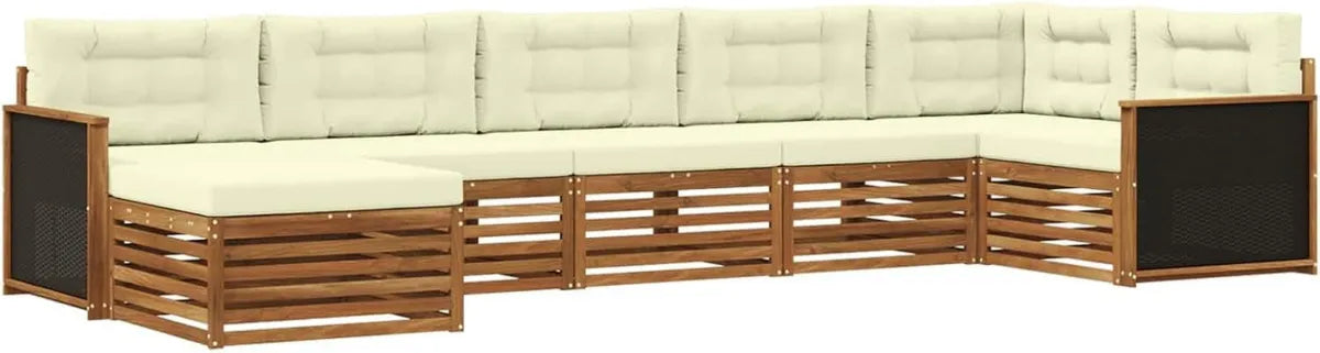 Conjunto de Sofás de Jardín Resistente al Clima 7 Piezas - Natural y Crema
