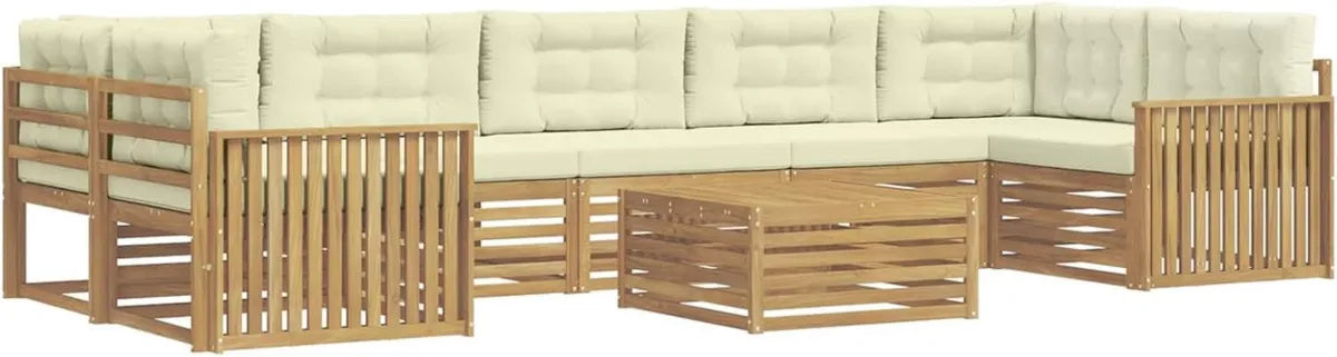 Conjunto Modular de Sofás de Jardín 8 Piezas Blanco y Crema