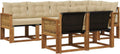 Conjunto de Sofás de Jardín 7 piezas, Natural y Beige, Mobiliario Moderno Exterior