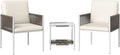 Set de Jardín Outsunny 3 Piezas: Mesa y Sillas de Ratán con Cojines, Marrón y Crema