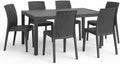 Conjunto de Mesa y 6 Sillas de Jardín de Polipropileno Efecto Ratán