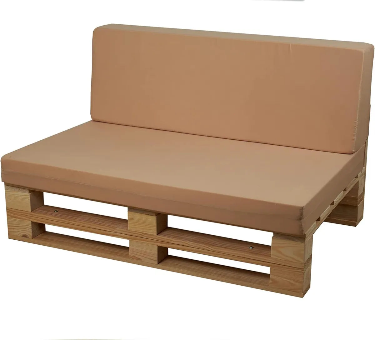 Conjunto de Sofá de Palets con Cojines de Microfibra en Color Arena, Tamaño 120x80cm