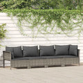 Sofá de Jardín de Ratán Sintético Impermeable, Diseño Elegante para Exterior, 4 Plazas, Gris