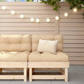 Sofá de pino macizo con cojín beige para jardín y terraza, diseño modular 61x60,5x62 cm