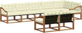 Conjunto Modular de Sofás de Madera de Acacia para Exterior, 8 Piezas con Cojines, Color Crema y Natural para Jardín y Terraza
