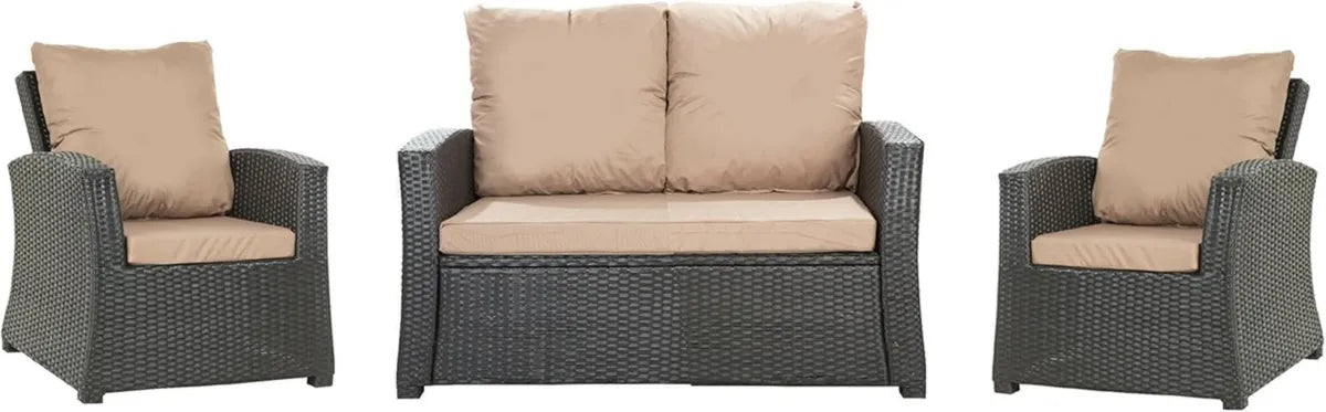 Cojines Impermeables de Ratán para Jardín, Sofá y Mecedora, Cómodos para Interior y Exterior (Beige, 110x60x50 / 2x50x56)