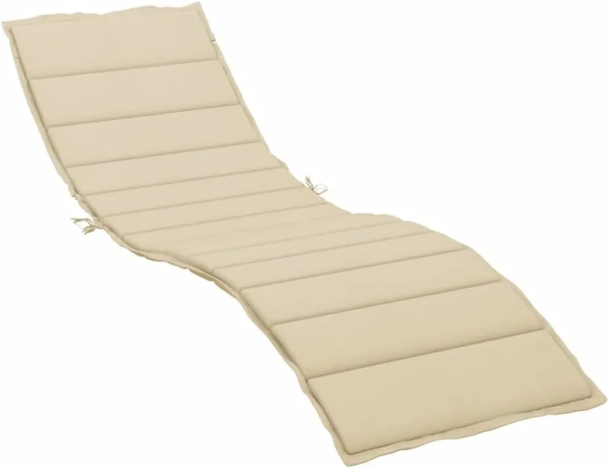 Cojín Reclinable para Tumbona de Jardín, Almohada Acolchada Beige 200x70x3 cm