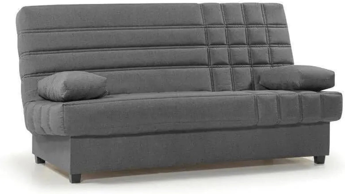 Sofá Cama 3 Plazas con Almacenaje, Mecanismo Clic-Clac, Gris Oscuro