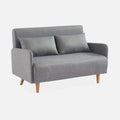 Sofá Cama de 2 Plazas con Patas de Madera en Gris Claro, 131x75x81 cm