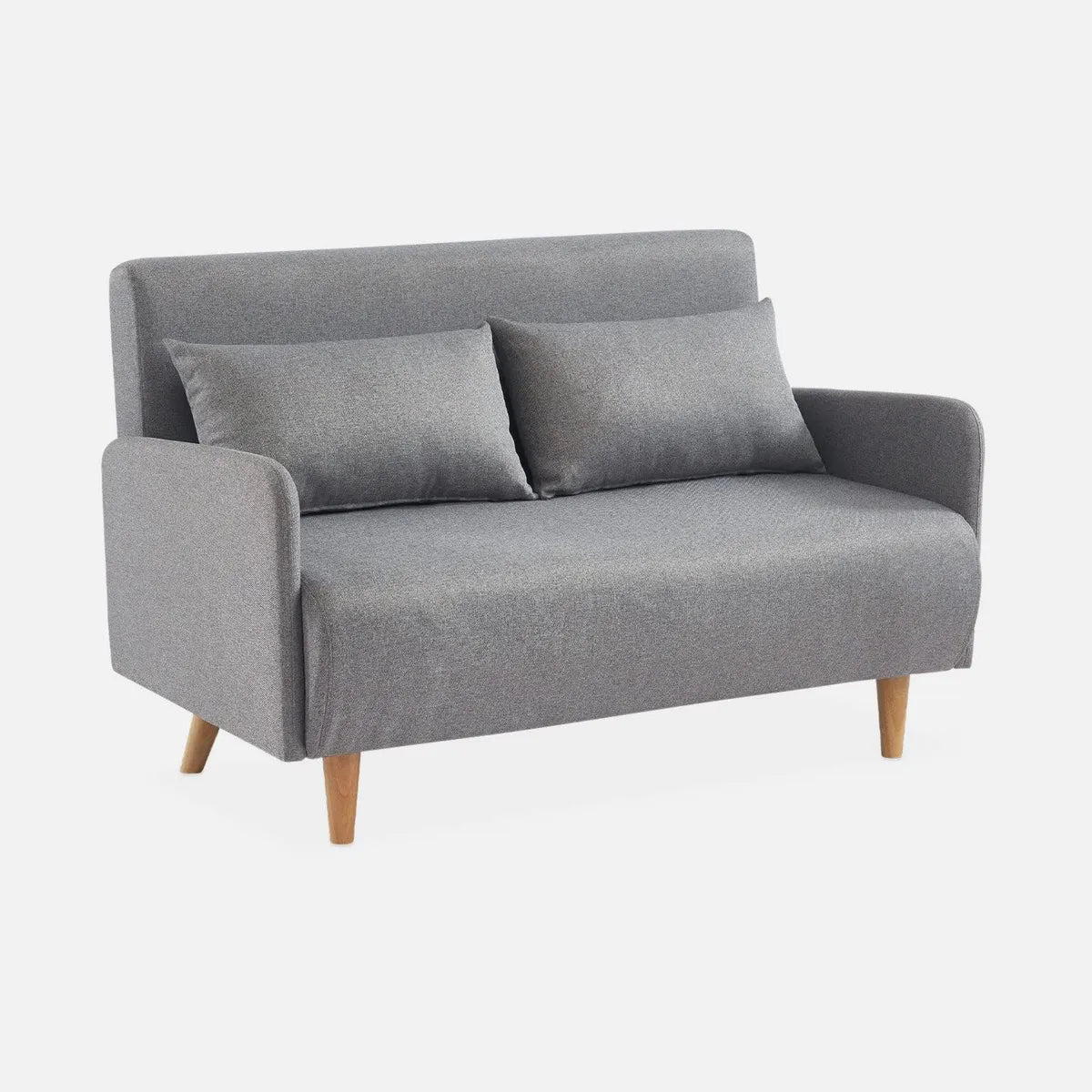 Sofá Cama de 2 Plazas con Patas de Madera en Gris Claro, 131x75x81 cm