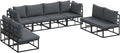 Conjunto de Sofás de Jardín 8 Piezas, Aluminio Negro, Cojines Incluidos, Estilo Moderno