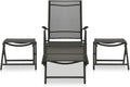 Conjunto de Muebles de Jardín Esquinero 3 Piezas Negro, Aluminio y Textilene