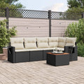 Conjunto de Muebles de Jardín 6 Piezas con Cojines, Sofá de Ratán Sintético Negro