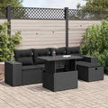 Conjunto de Muebles de Jardín 6 Piezas con Cojines Ratan Sintético Negro
