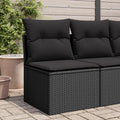 Sofá de Jardín en Poliratán Negro con Cojín, Ideal para Balcón y Terraza