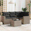 Conjunto de Muebles de Jardín para Exteriores de 4 Plazas con Almacenamiento, Incluye Sofás de Ratán y Cojines, Mesa de Vidrio para Balcón y Terraza, Color Gris