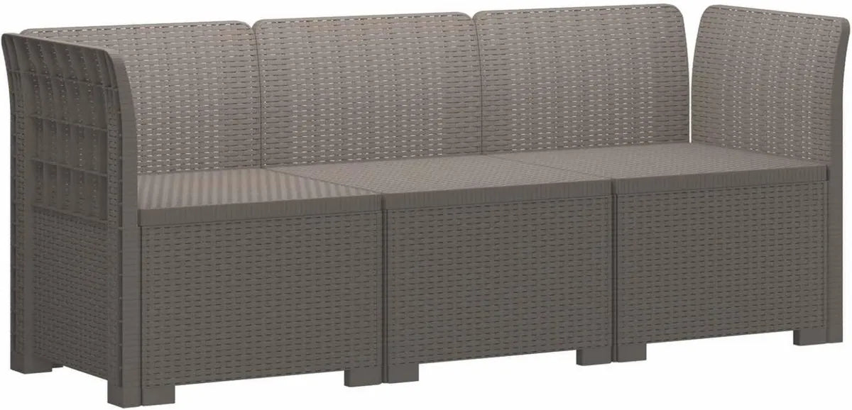 Sofá de Jardín 3 Plazas Ratan Sintético Gris Claro, Mobiliario Exterior Elegante y Resistente para Terraza