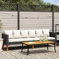 Sofá modular de jardín 3 plazas, ratán negro impermeable, con cojines para terraza y balcón