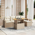 Conjunto de Sofás de Jardín de Ratán Sintético Beige con Cojines, 6 Piezas