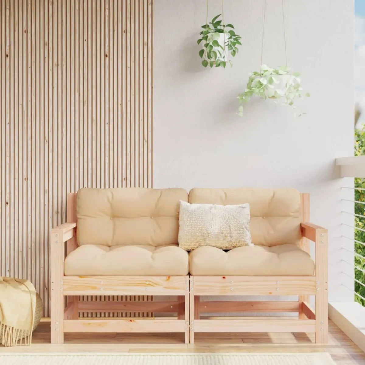 Conjunto de Sofás Esquineros de Jardín, Madera de Pino Resistente, Diseño Modular con Respaldo y Reposabrazos