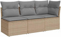 Sofá Modular de Ratan Sintético Beige para Jardín, Terraza y Balcón con Cojines - 3 Plazas
