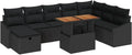 Conjunto Modular de Sofás de Jardín 9 Piezas en Ratán Sintético Negro, Muebles de Exterior Resistentes al Sol