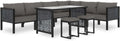 Conjunto de Sofá Modular de Ratán para Jardín con Mesa de Comedor y Marco de Aluminio