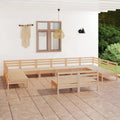 Conjunto de Muebles de Jardín de Pino Macizo, Sofá Modular para Exteriores, Resistente a la Intemperie