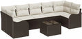 Conjunto Modular de Sofás de Jardín 8 Piezas, Marrón y Crema, Muebles de Exterior Resistentes al Clima