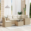 Conjunto de Sofás de Jardín con Cojines, Ratán Sintético Beige, 6 Piezas