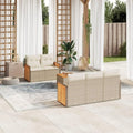 Conjunto de Sofás de Jardín con Cojines, Muebles de Exterior en Ratán Sintético Beige, 6 Piezas