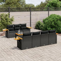Conjunto de Sofás de Jardín Homgoday de 8 Piezas con Cojines, Poliratán Negro para Balcón y Terraza
